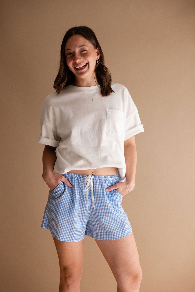 Gingham Drawstring Shorts