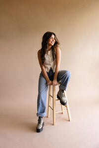 Ivory Sleeveless Button Down Top