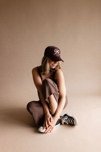 Pink Bow Trucker Hat Brown