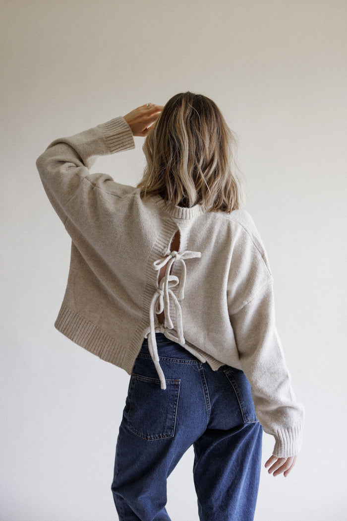 Taupe Tie-Back Sweater