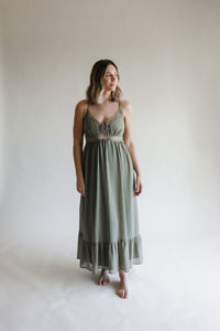 Olive Green Lace Maxi Dress