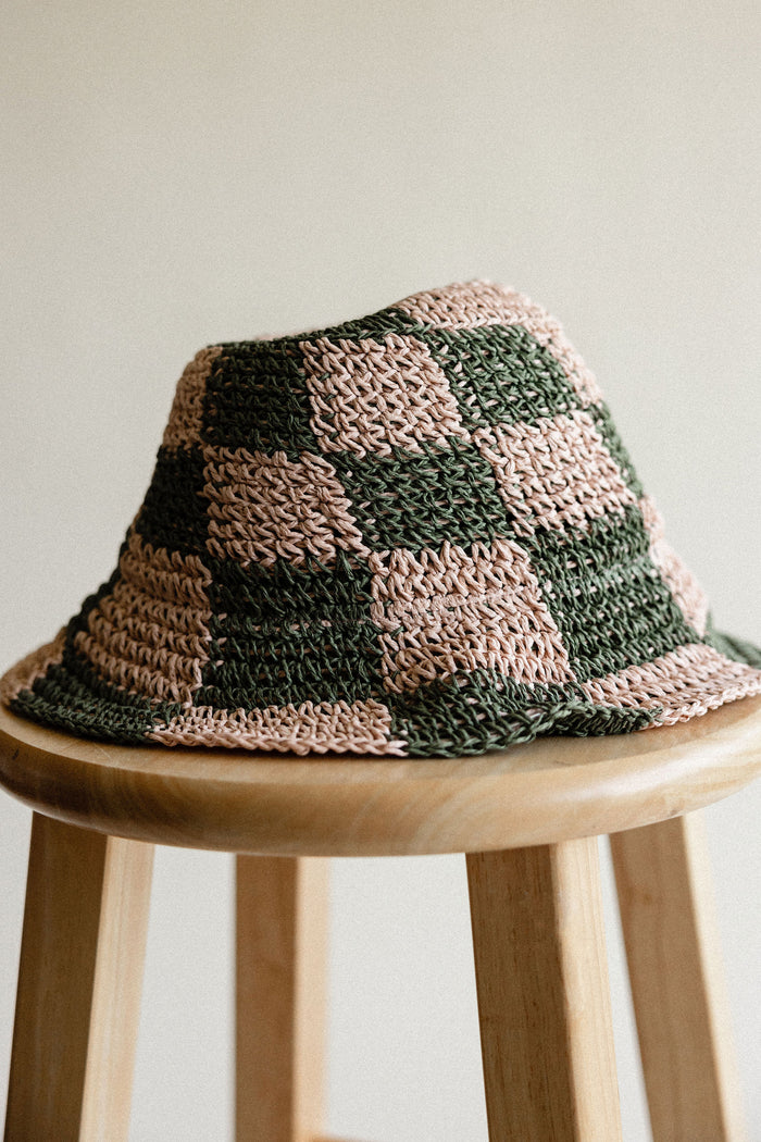 Olive Checkered Bucket Hat