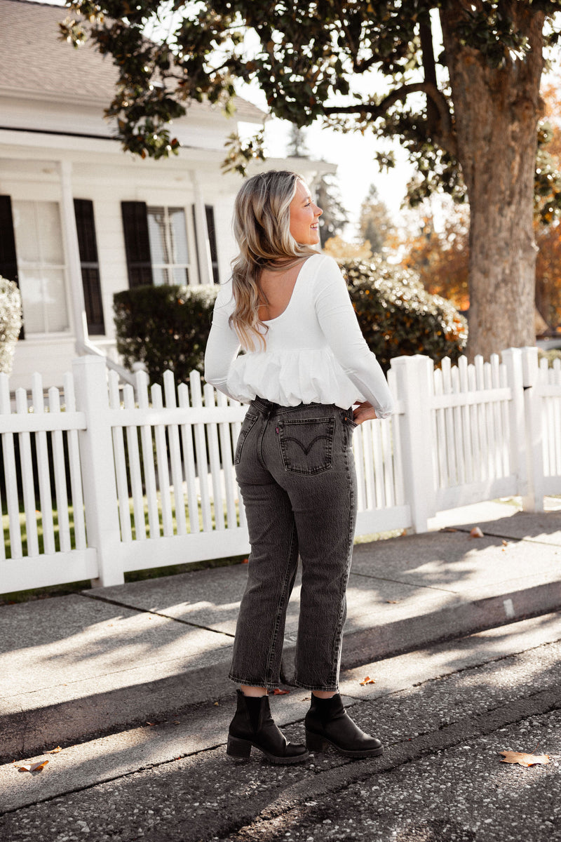 Holiday White Bubble Top