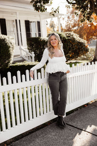 Holiday White Bubble Top