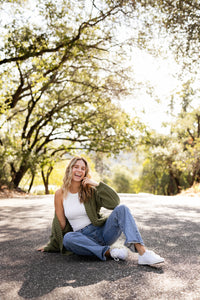 Olive Cable Knit Cardigan