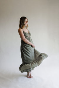 Olive Green Lace Maxi Dress