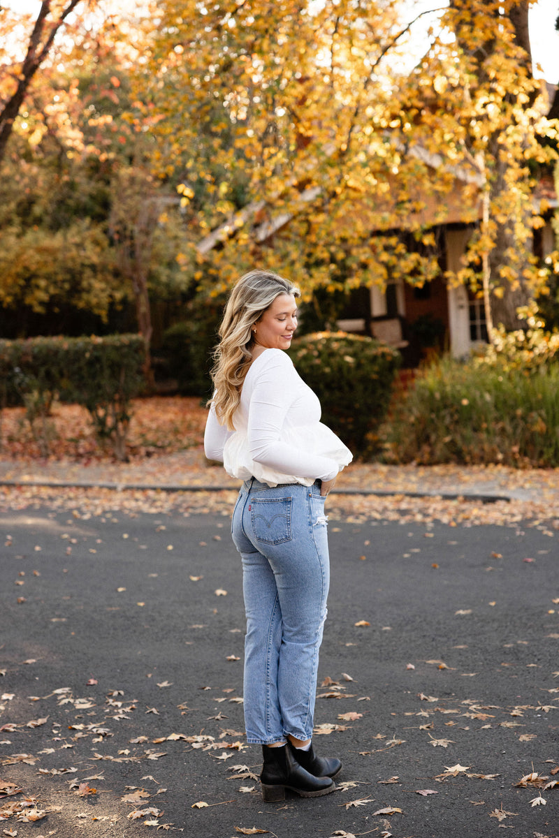 Holiday White Bubble Top
