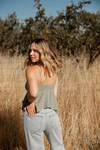 Sage Textured Flounce Top