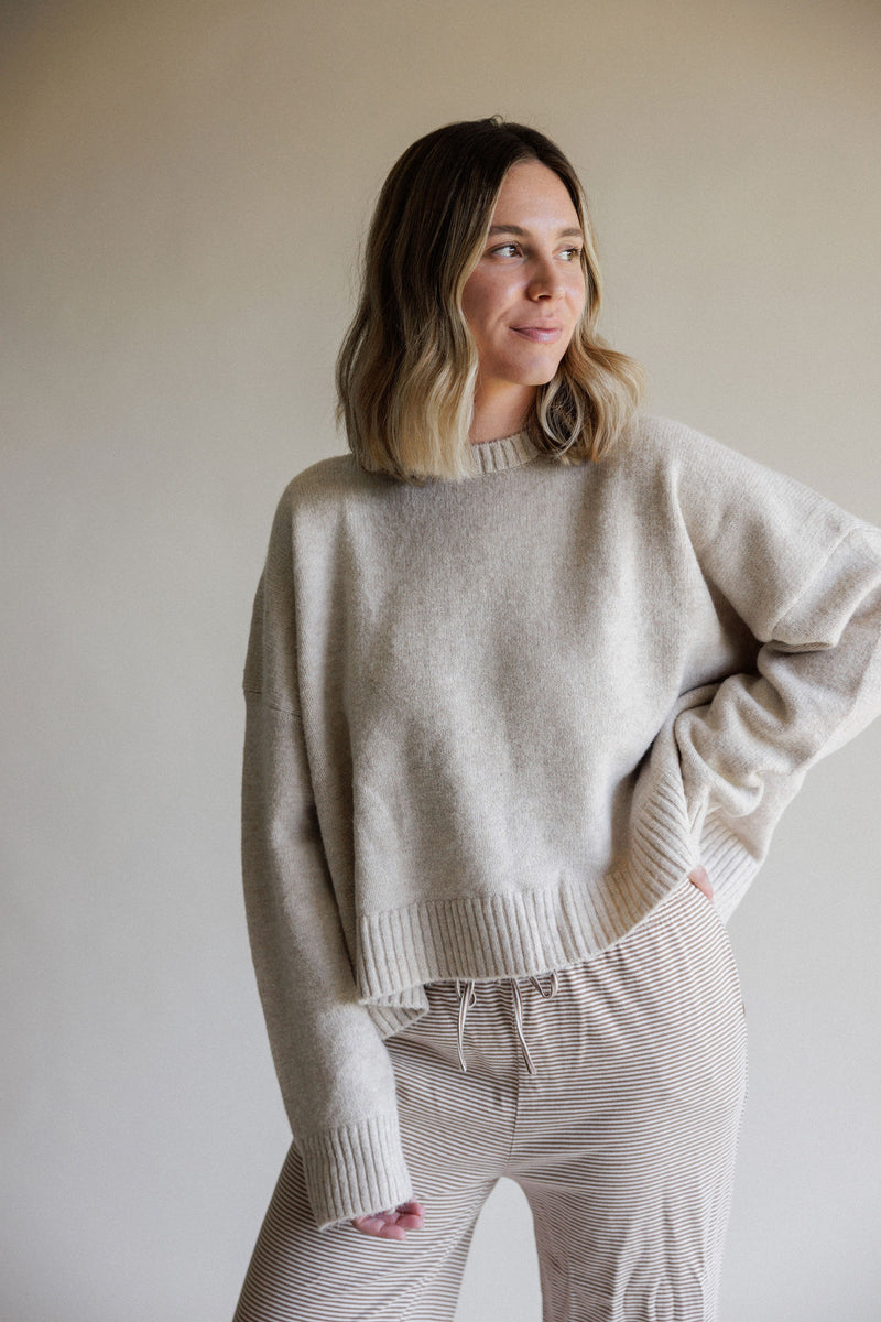 Taupe Tie-Back Sweater