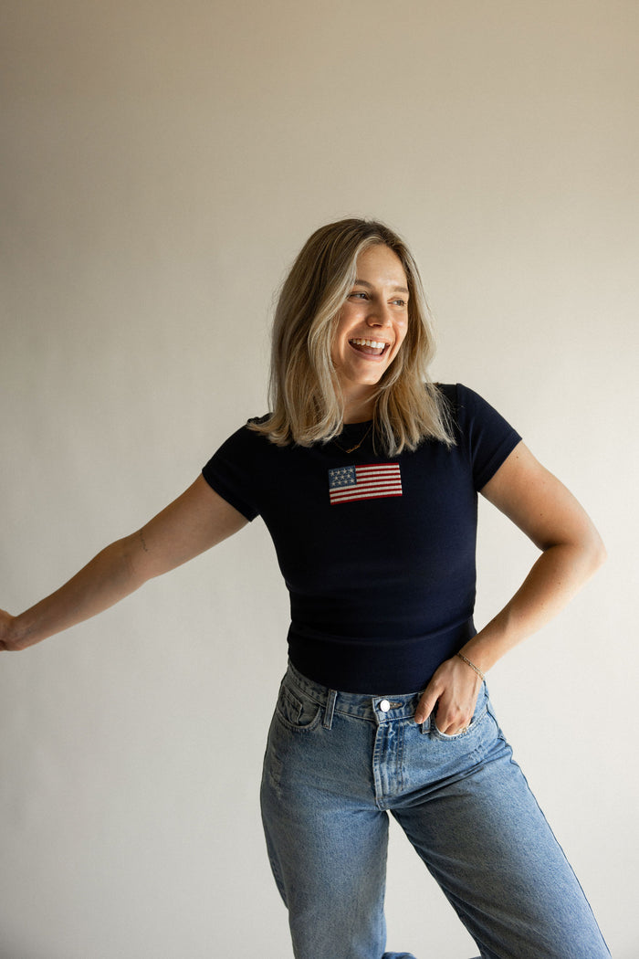 Navy USA Flag Tee
