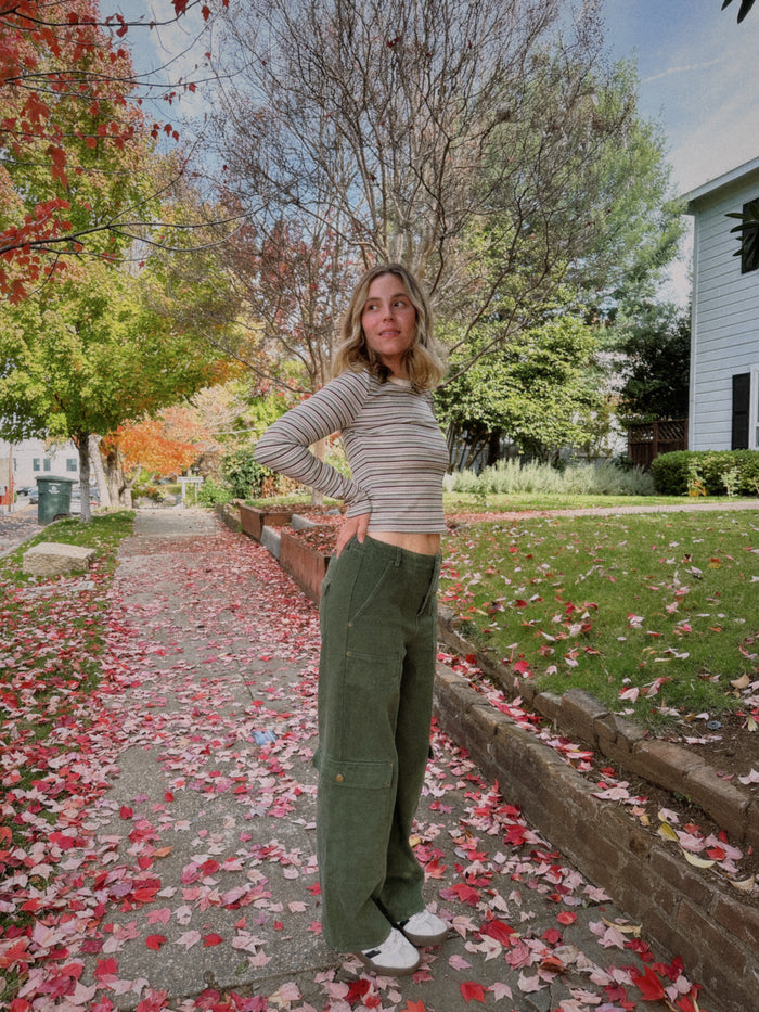 Olive Twill Cargo Pants