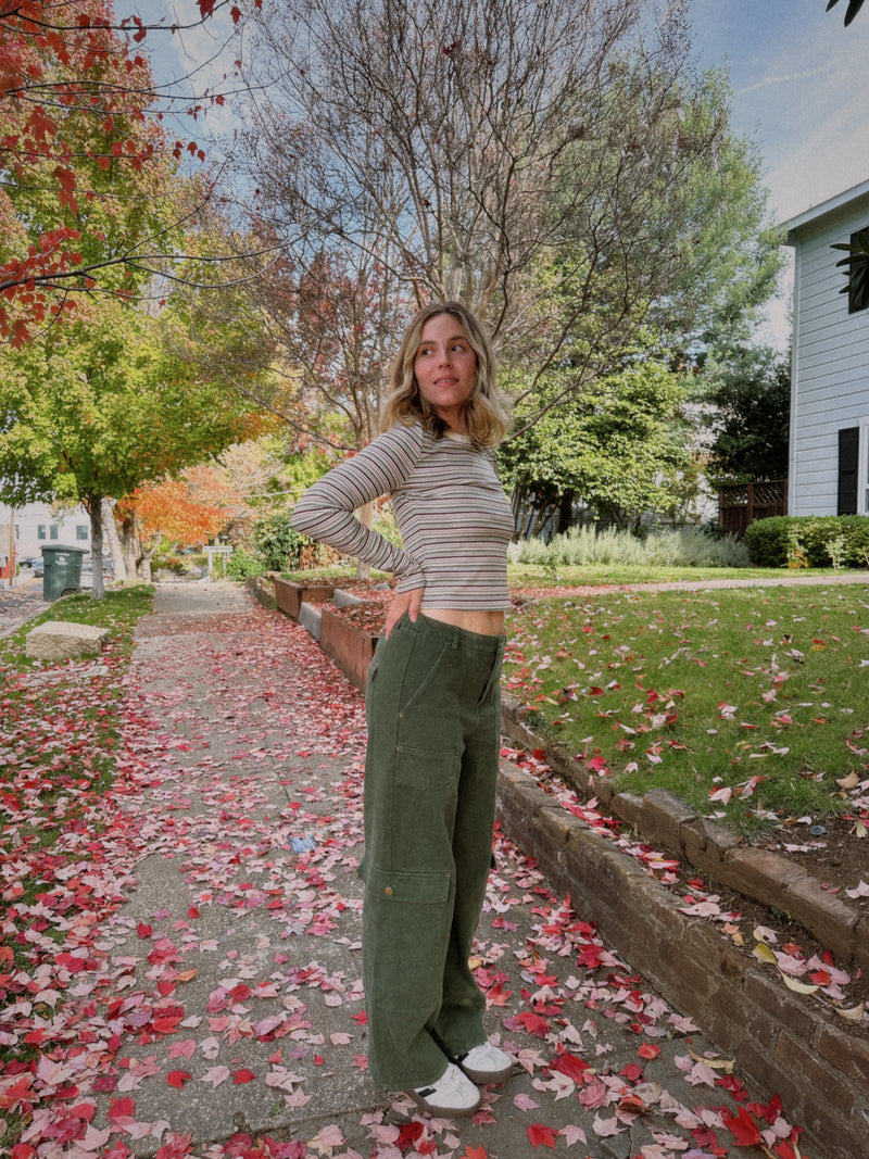 Olive Twill Cargo Pants