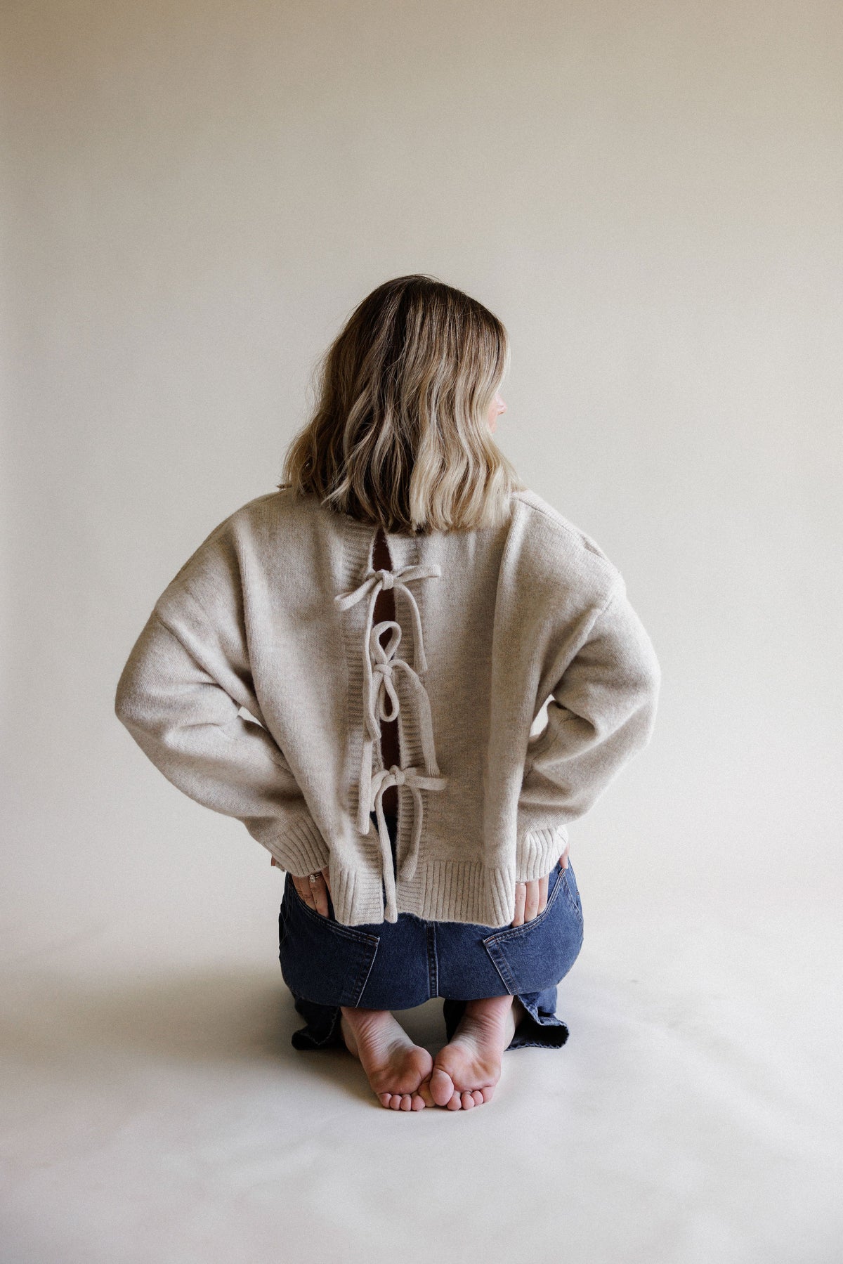 Taupe Tie-Back Sweater