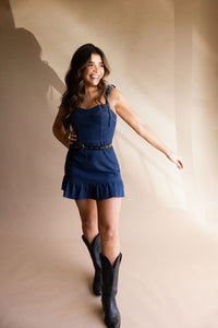 Denim Ruffle Mini Dress