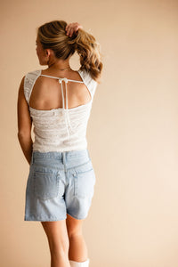 Ivory Frill Lace Boat Neck Top