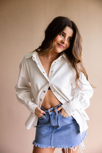 Ivory Denim Button Down Shirt
