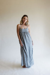 Ivory + Black Plaid Maxi Dress