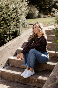 Brown Pin Stripe Sweater Top