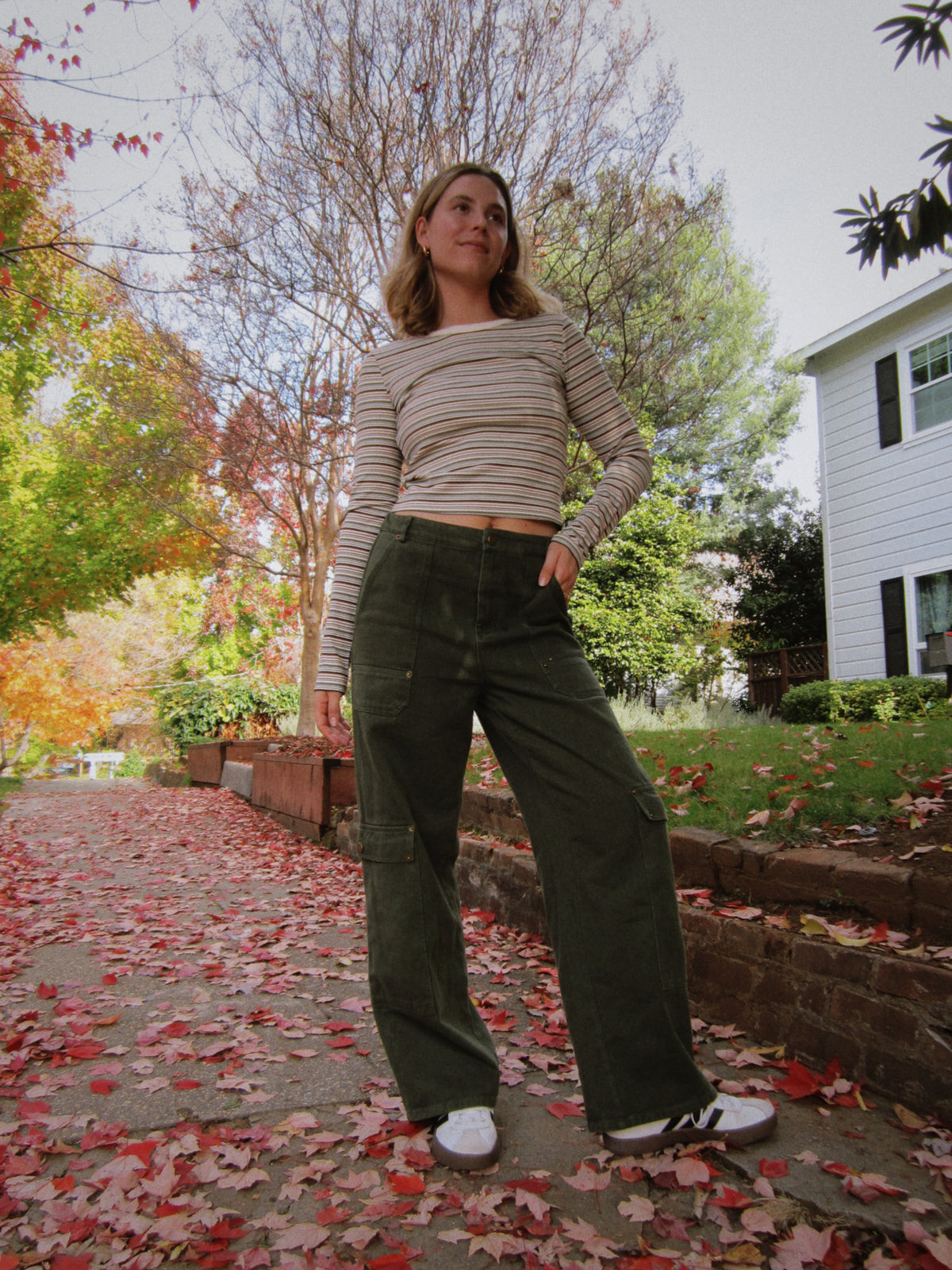 Olive Twill Cargo Pants