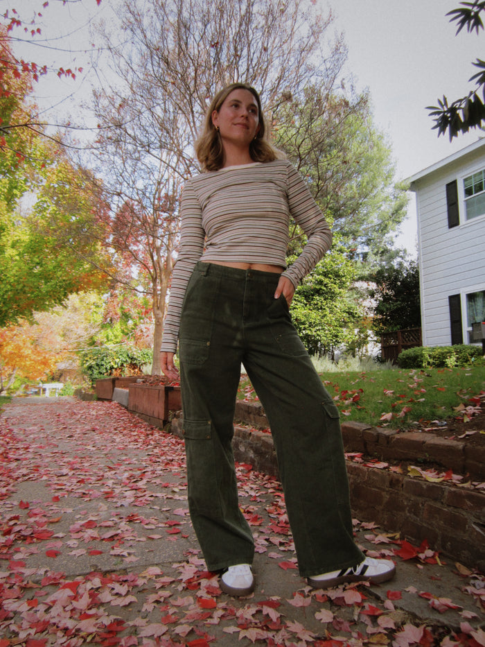 Olive Twill Cargo Pants