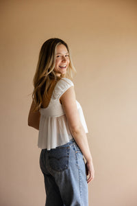 White Ruffle Flounce Top