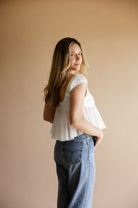 White Ruffle Flounce Top
