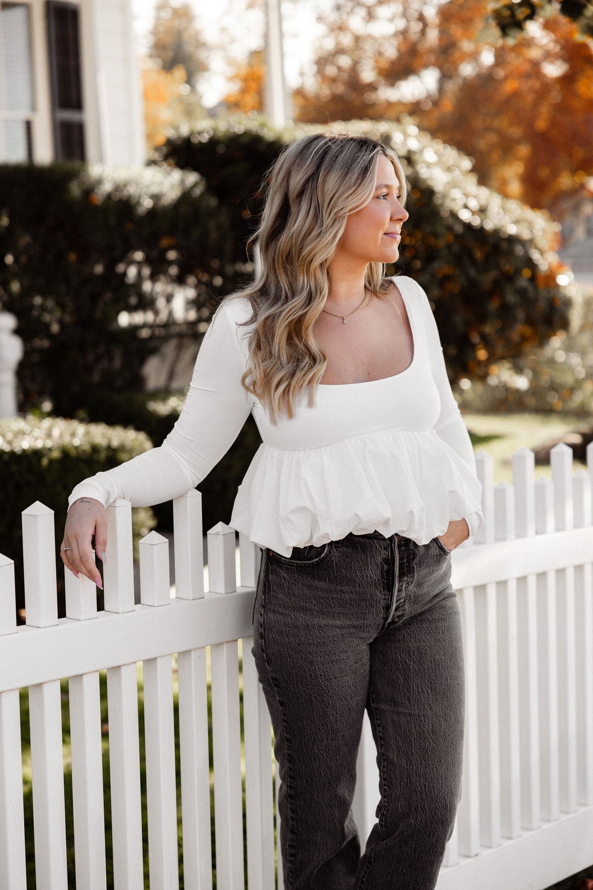 Holiday White Bubble Top