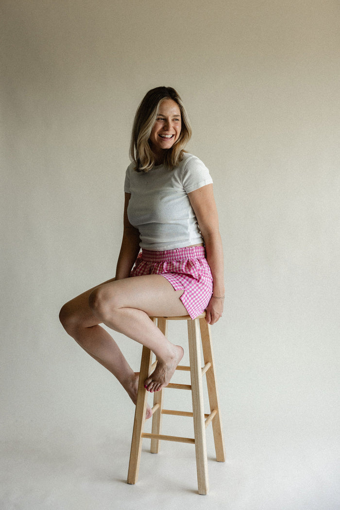 Pink Gingham Shorts