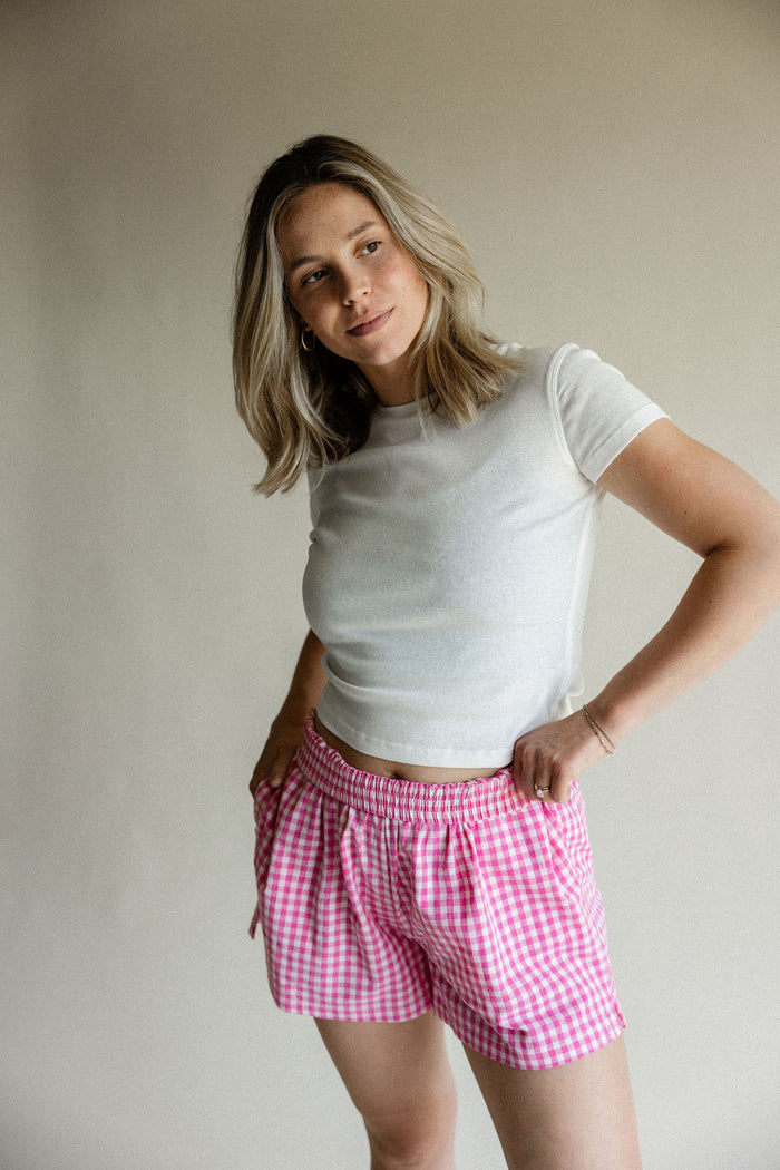 Pink Gingham Shorts