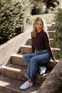 Brown Pin Stripe Sweater Top