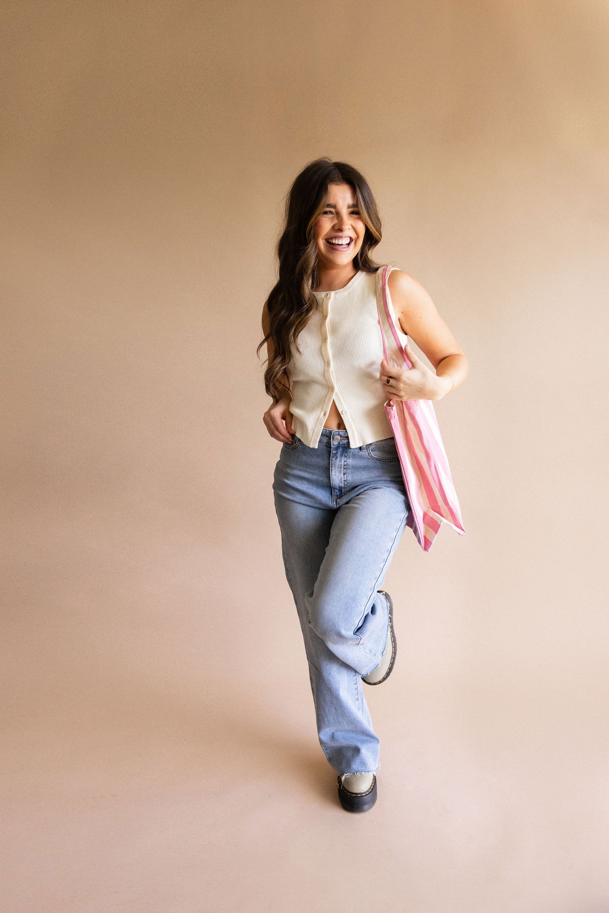 Ivory Sleeveless Button Down Top