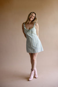 Blue Frill Mini Dress