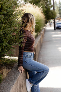Brown Pin Stripe Sweater Top