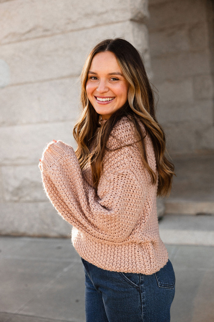 Beige Yarn Chunky Sweater