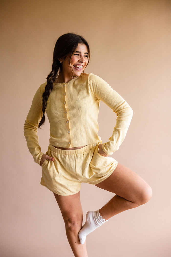 Butter Yellow Pointelle Cardigan