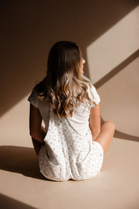 Floral Cuffed Denim Overalls