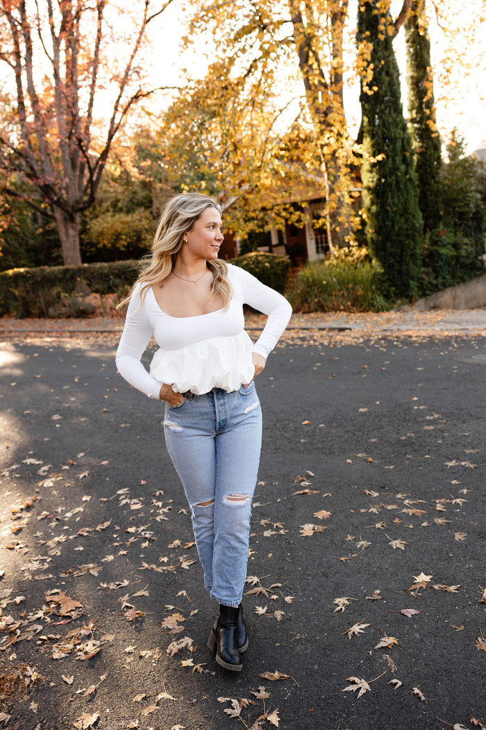Holiday White Bubble Top