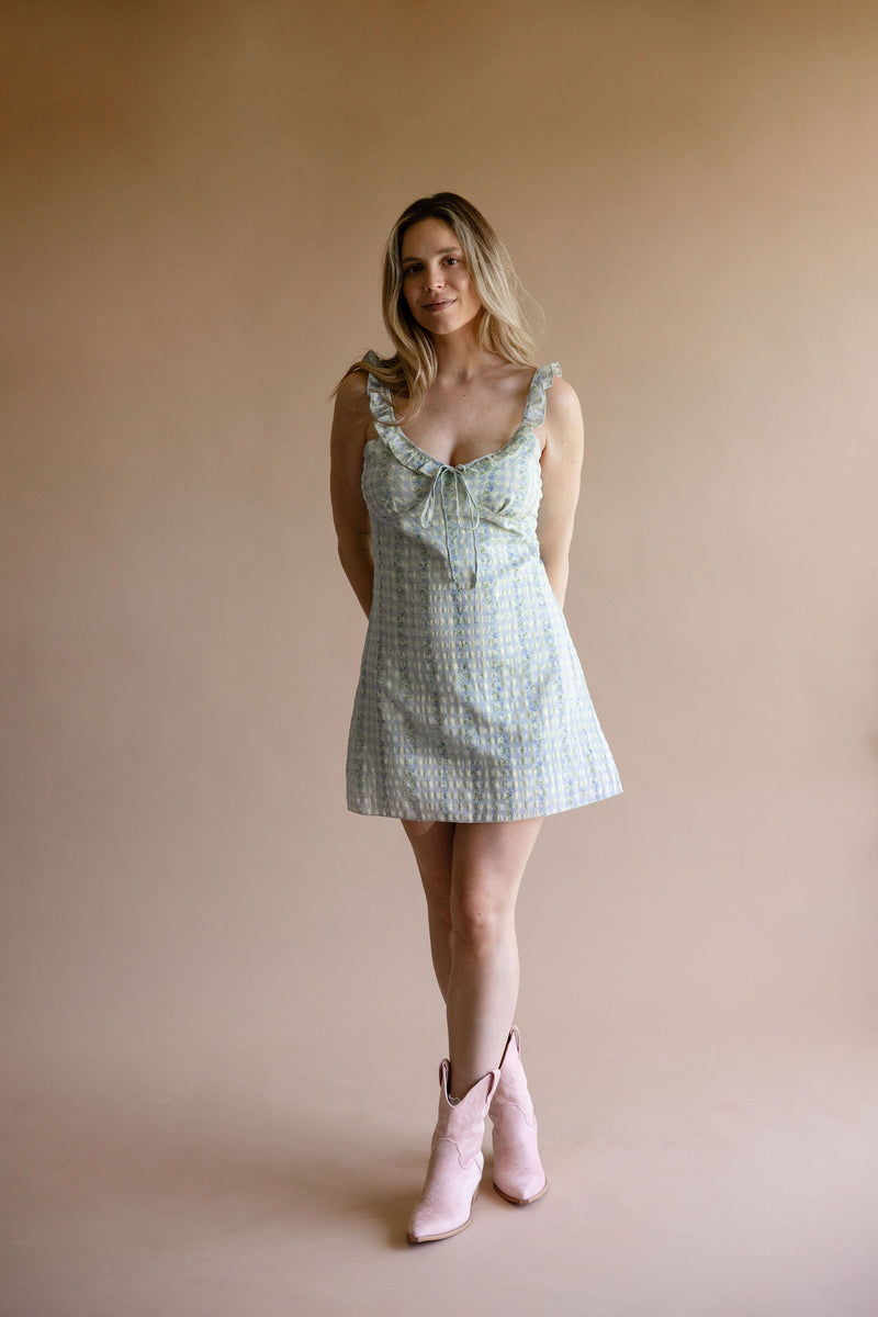 Blue Frill Mini Dress