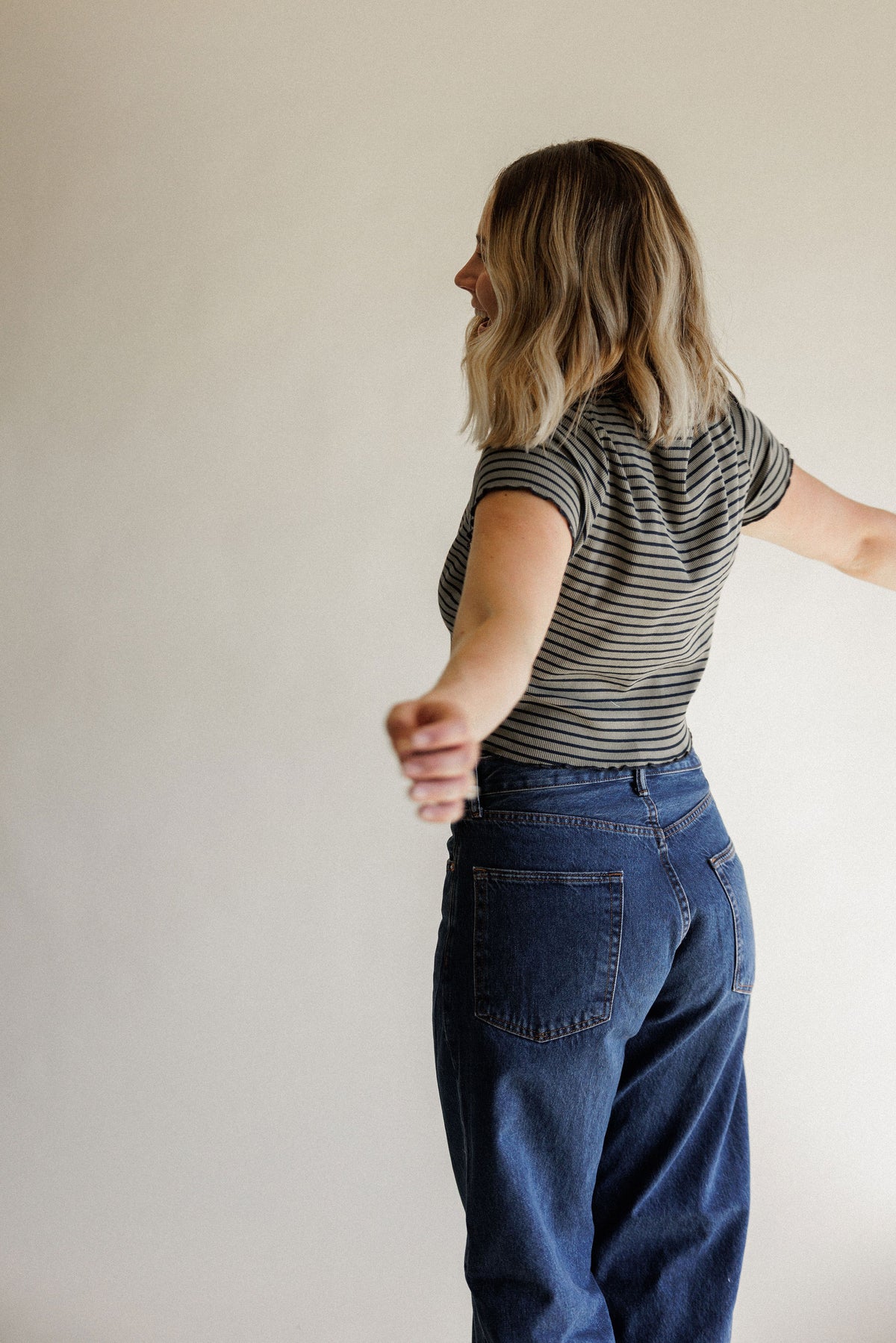Olive + Navy Stripe Baby Tee