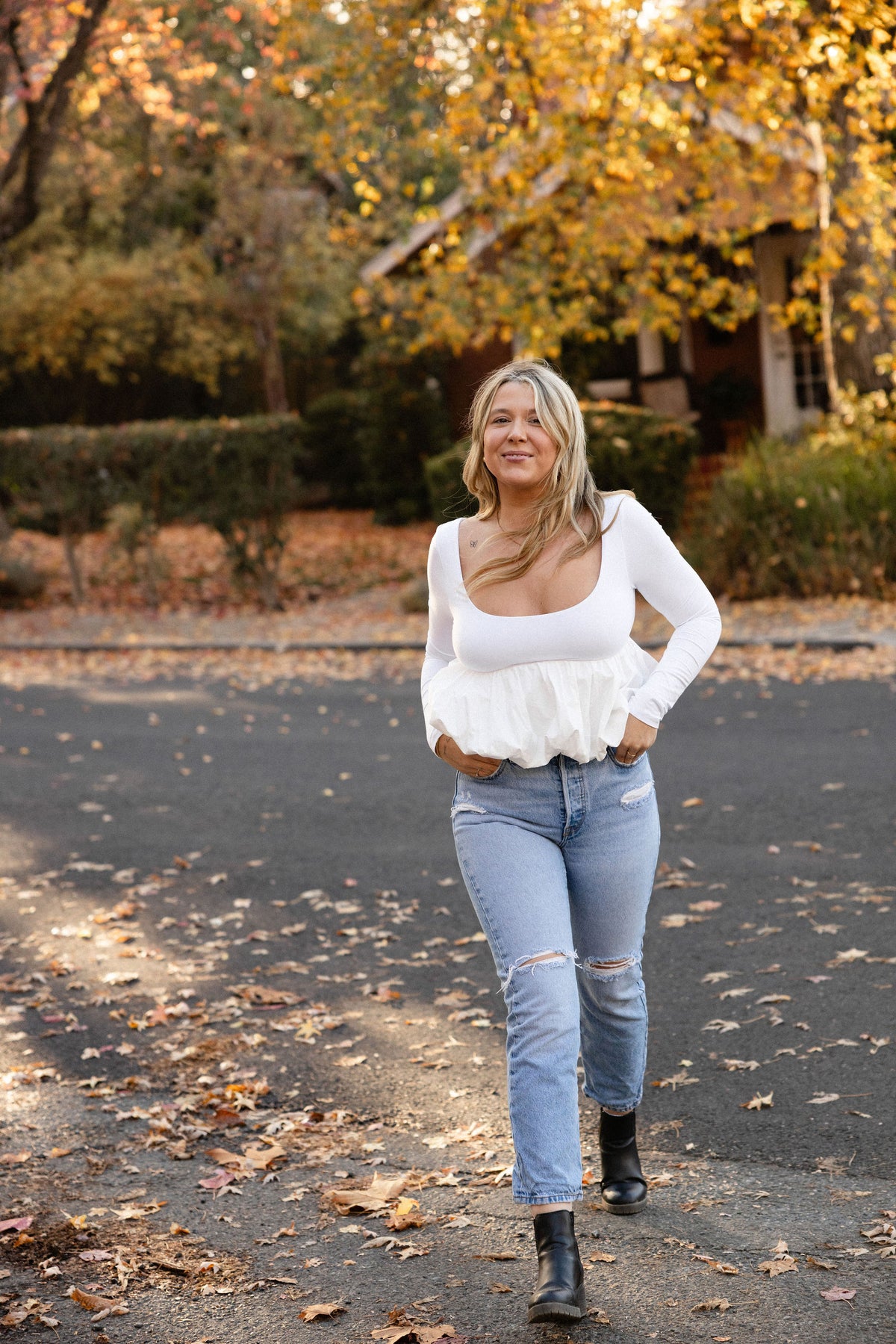 Holiday White Bubble Top