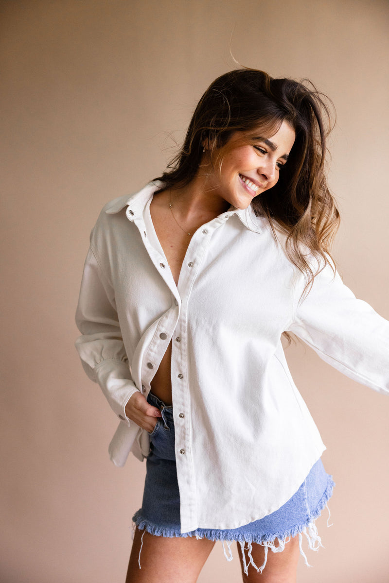 Ivory Denim Button Down Shirt