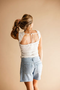 Ivory Frill Lace Boat Neck Top