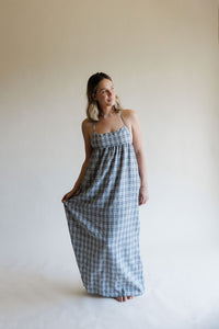 Ivory + Black Plaid Maxi Dress