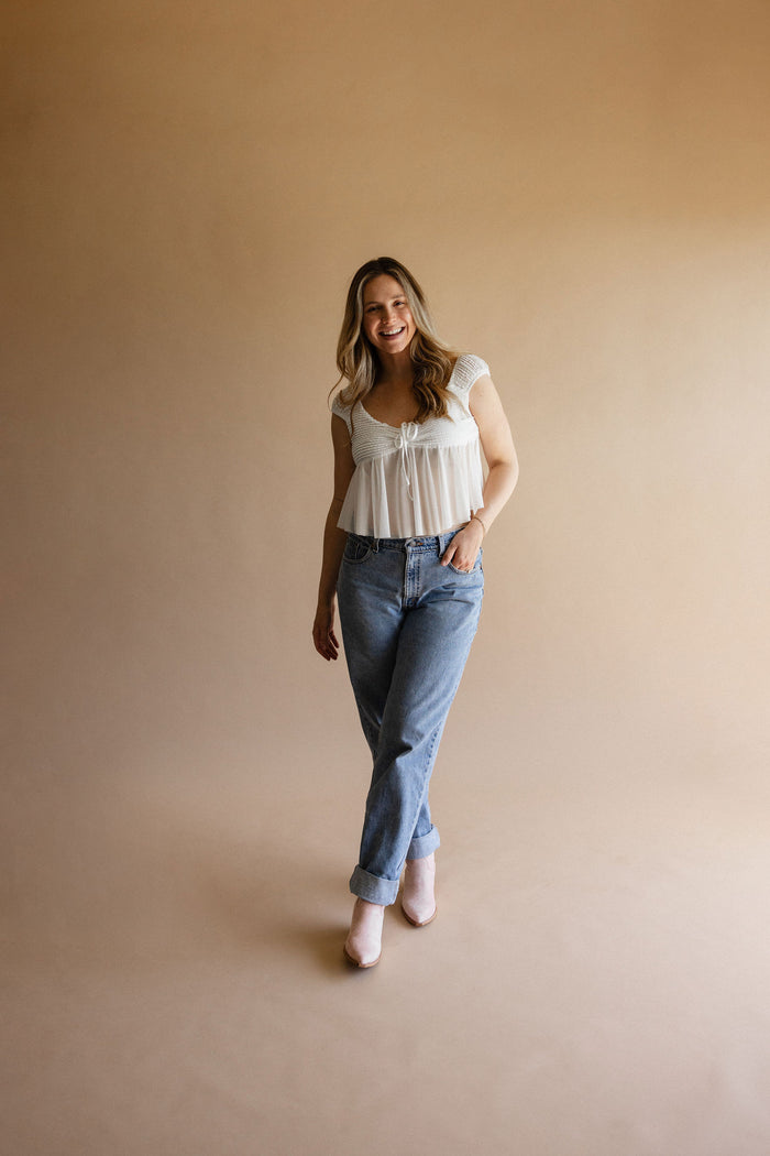 White Ruffle Flounce Top
