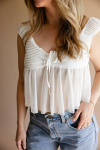 White Ruffle Flounce Top