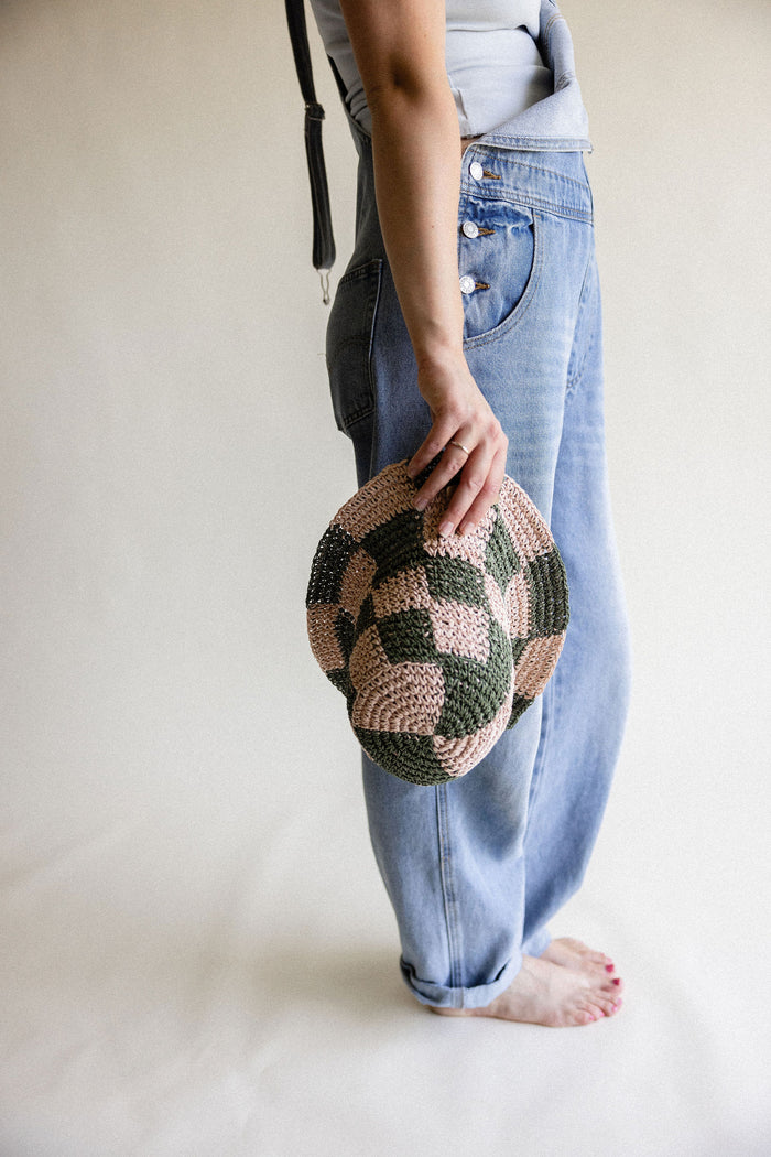 Olive Checkered Bucket Hat