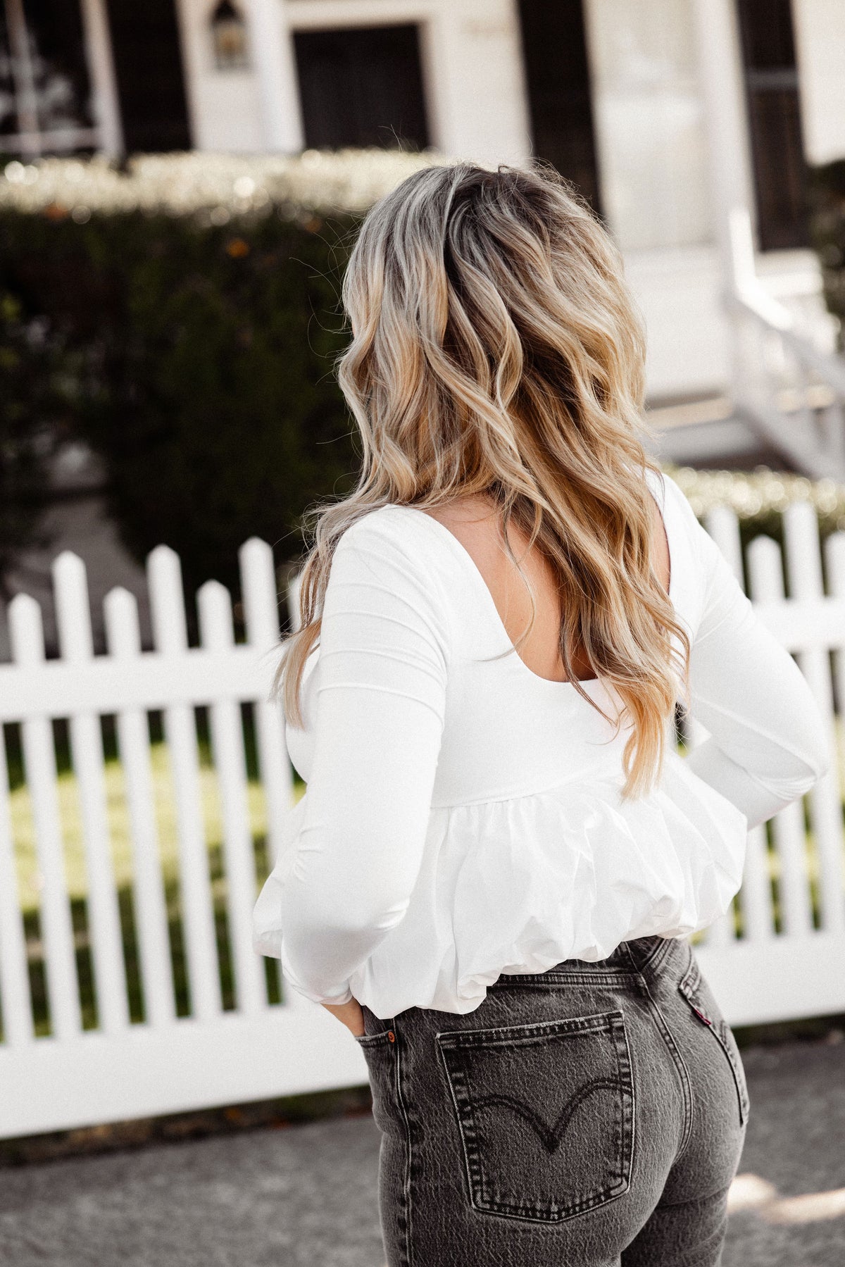 Holiday White Bubble Top