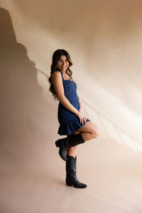 Denim Ruffle Mini Dress