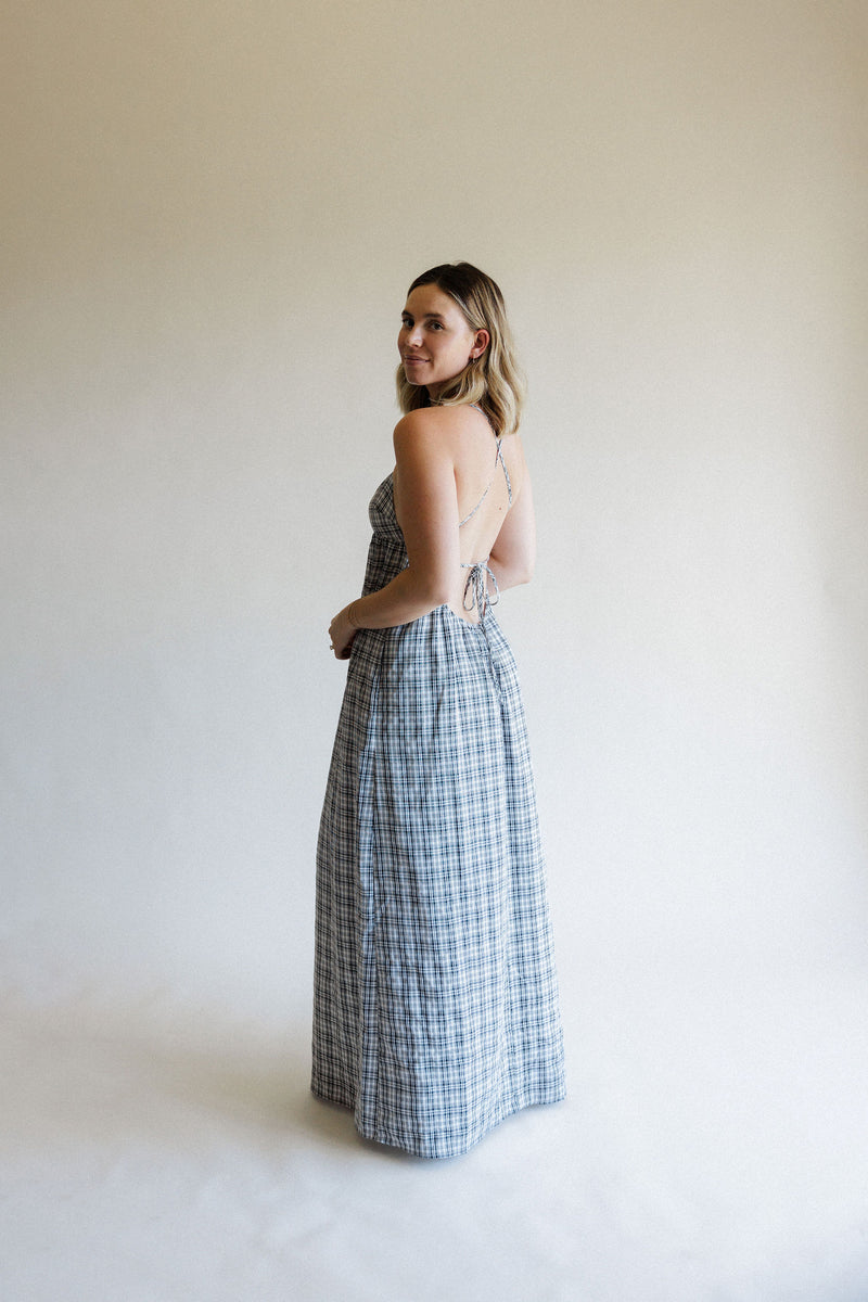 Ivory + Black Plaid Maxi Dress