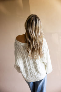 Ivory Front Tie Cable Cardigan